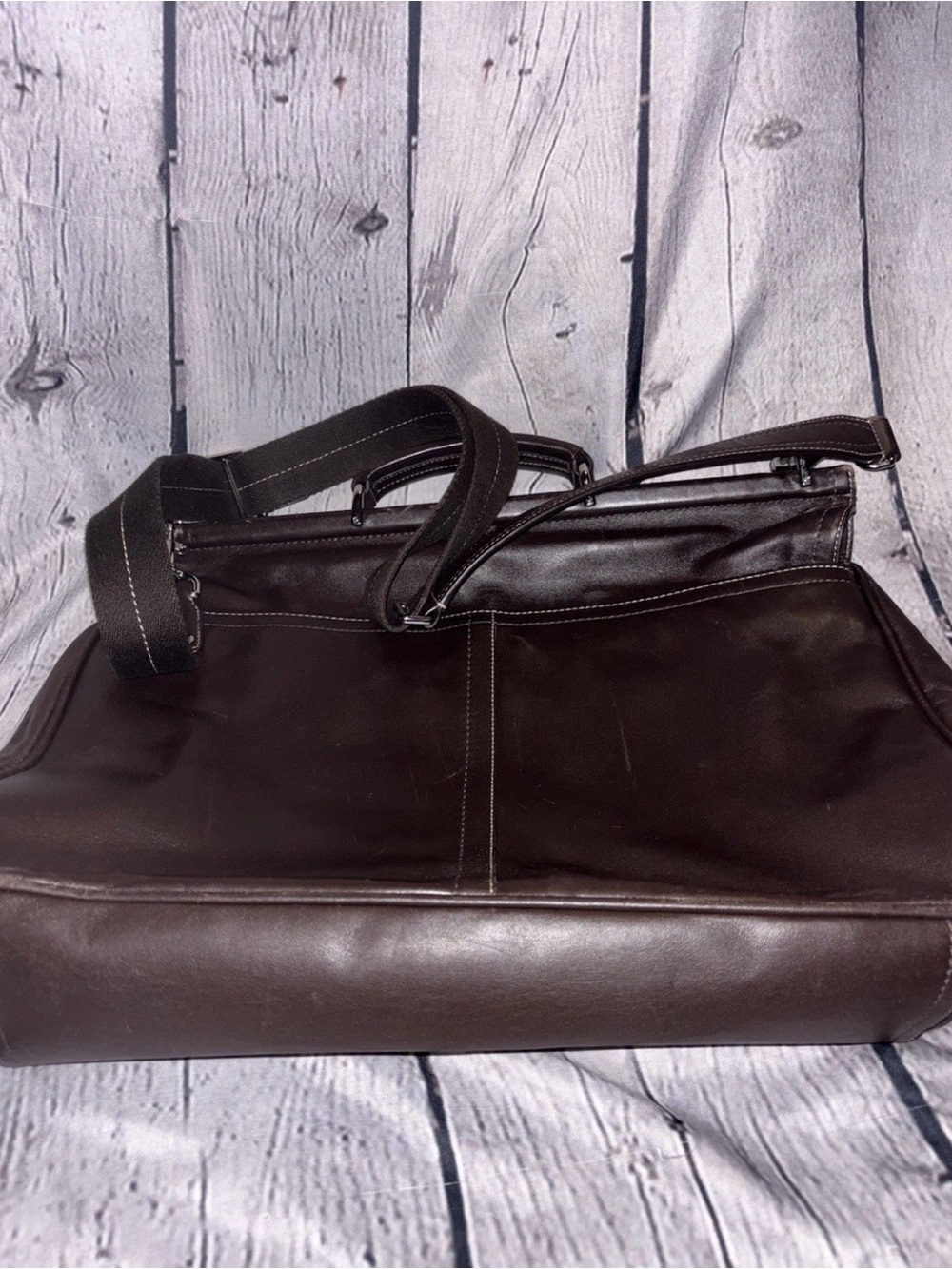 Vintage Coach Brown Leather Briefcase Messenger Bag Large Snap Handle Rare - Picture 6 of 11
